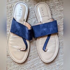 Amanu •  Suede Flat Sandals in Blue